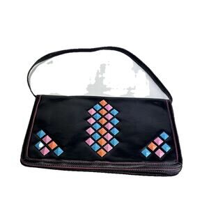 Cool Piper & Blue 80s Vintage Vibe Rhinestone Studded Black Purse Shoulder Bag